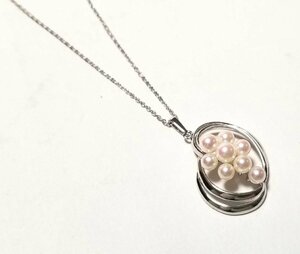 新品同様 ミキモト ネックレス パール シルバー ペンダント アコヤパール 真珠 MIKIMOTO 【中古】