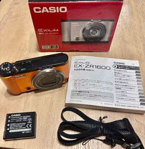 CASIO EXILIM EX-ZR1600 ACアダプタ欠品 動作確認済 現状品 本体+箱,説明書,電池,紐 デジタルカメラ コンデジ カシオ HIGH SPEED EXILIM EO