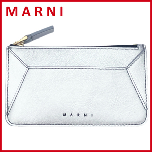 新品マルニMARNIレザー　カードケース（ミニ財布）　シルバー★