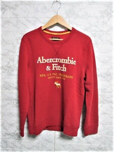 ☆Abercrombie&Fitch アバークロンビーアンドフィッチ アバクロ ビッグロゴ スウェット トレーナー/メンズ/XS☆赤