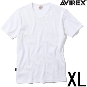 AVIREX 半袖 VネックTシャツ XL ホワイト / アヴィレックス WHITE 白 アビレックス 新品　デイリー　リブ生地