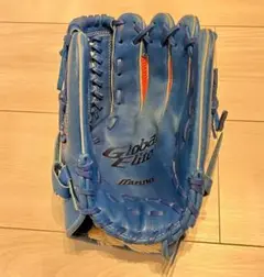 【美中古】Mizuno Global Elite グローブ 青 オレンジ レザー