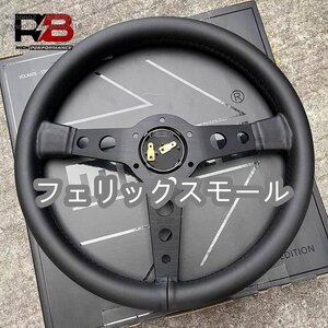 momo P5 ステアリング ハンドル 350mm/14インチ レザーレーシング 新品 スポーツステアリングホイール XON