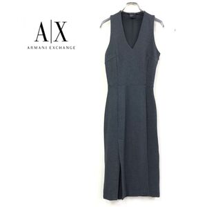 1N2442-J-N◆ARMANI EXCHANGE アルマーニエクスチェンジ ノースリーブロングワンピース◆グレー サイズXS レディース 秋冬春 前スリット