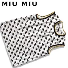 miu miu ミュウミュウ ノースリーブ　ブラウス　総柄　フリル　シャツ　36