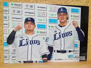 髙橋光成投手＆森友哉捕手（Ｃ-０５）／埼玉西武ライオンズ■２０２１ カルビープロ野球チップス 第２弾■チェックリストカード