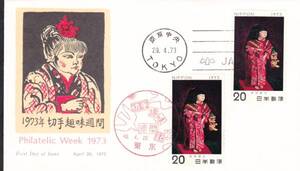 ＦＤＣ　１９７３年　切手趣味週間　　住吉詣　２消し　ＮＣＣ　