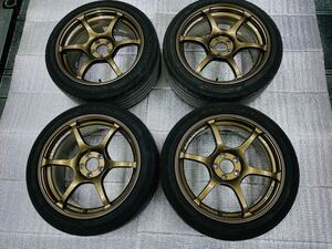 YOKOHAMA ADVAN RACING RGⅢ RG3 17インチ 7.5J +50 PCD100 5H FLEVA 215/45R17 4本 中古 タイヤ ホイール アドバン ヨコハマ 