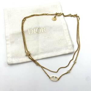 【１円スタート】ネックレス　ブランド　Christian Dior　クリスチャン　ディオール　2連　ゴールド　PETIT　ペンダント　6A-013