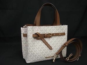 1円 ■極美品■ MICHAEL KORS マイケルコース レザー 2WAY クロスボディ ハンドバッグ ショルダー 斜め掛け レディース ホワイト系 FC9668