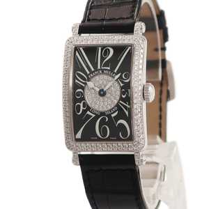 【3年保証】 フランクミュラー ロングアイランド 902QZD 1P K18WG無垢 純正ダイヤ 黒 ビザン数字 角型 クオーツ レディース 腕時計