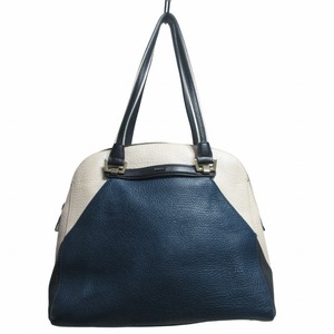 フルラ FURLA 希少 16AW コロナ CORONA ドーム ハンドバッグ トート カラーブロック 紺 ネイビー アイボリー系 レザー IBO54 0810