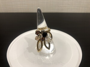 ■【YS-1】 スワロフスキー Swarovski ■ リング 指輪 チャーム付き ■ ゴールド系 ９号 チャーム最長1.8cm 【同梱可能商品】K■