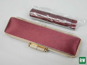 【未使用品】印鑑ケース+印材 ※朱肉なし シルキー ブルゴーニュ ワイン色 12×61mm 印材 実印 銀行印 認印 はんこケース [6]