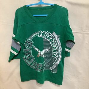 k50.キッズビンテージフットボールTシャツ古着アメカジUSA子供服グリーン