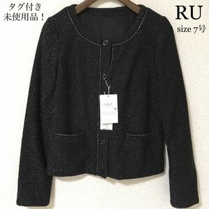 【タグ付き新品】RU ノーカラージャケット 黒ラメ 入学入園式 卒業卒園 セレモニー 式典 行事