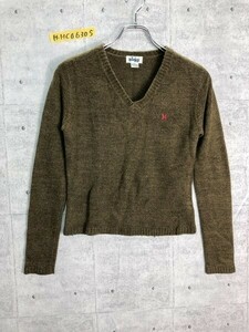 Hurley ハーレー ロゴ刺繍入り Vネック ショート クロップド丈 ニットソー カットソー トップス ストリート 古着 ユーズド