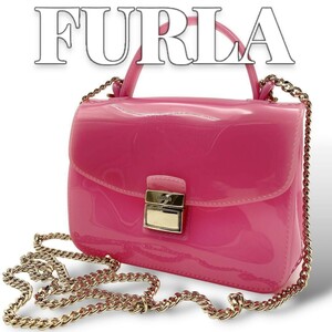 良品 FURLA キャンディー チェーン ショルダーバッグ 8003