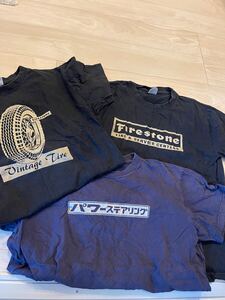 Tシャツ 半袖 黒　バイク　ファイヤーストーン　ビンテージ　3枚セット　Mサイズ