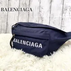 極美品✨BALENCIAGA ボディバッグ ウィール ビッグロゴ ネイビー