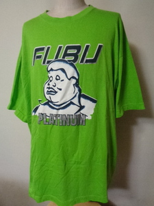 90s PLATINUM FUBU プラティナム フブ 半袖 プリント ロゴ Tシャツ ビッグサイズ オーバーサイズ コットン B系 L ネオン