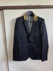 【即決】【美品】 NUMBER NINE ナンバーナイン LEOPARD JACKET テーラードジャケット ブレザー スーツ BLACK ブラック 黒色 レオパード柄