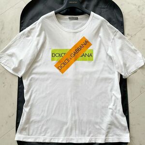 希少/大きいサイズXXXL★ ドルチェ&ガッバーナ DOLCE&GABBANA ボックスロゴ Tシャツ 半袖 カットソー トップス コットン イタリア製 メンズ