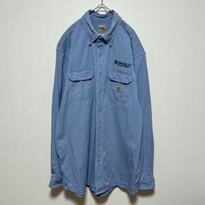 Carhartt カーハート　ボタンダウン ワークシャツ 長袖シャツ　ロゴ　ツイル生地　サイズXL ビッグシルエット　オーバーサイズ