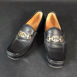 ER0411-28-3 GUCCI グッチ ビジネスシューズ 革靴 レザー メンズ 575113 サイズ 7 ドレスシューズ シューズ ローファー ロゴ 80サイズ