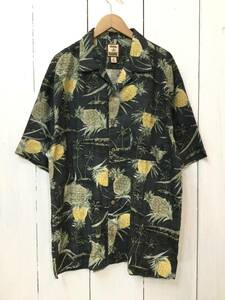 TOMMY BAHAMA トミーバハマ 美品 シルクシャツ アロハシャツ ハワイアン メンズL 大きめ 黒系 良品綺麗