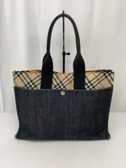 BURBERRY BLUE LABEL トートバッグ コットン インディゴ 無地