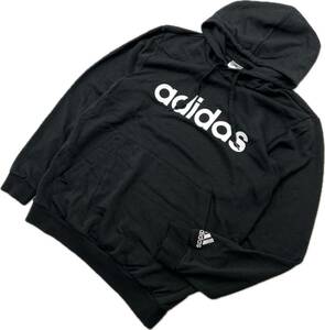 adidas ☆ シンプル ロゴ スウェット プルオーバー パーカー ブラック 黒 XO 万能 人気 定番 スポーツ トレーニング アディダス■S3364