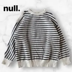 【美品】ヌル　null. ボーダーショルダーホールニット　ウール混