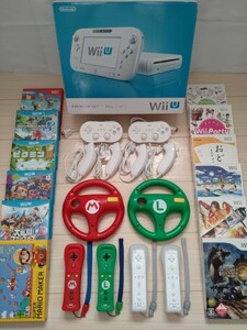 1円～　Nintendo　任天堂　Wii U 本体　32GB （シロ）　ソフト まとめ　ヌンチャク　リモコンプラス　センサーバー　セット