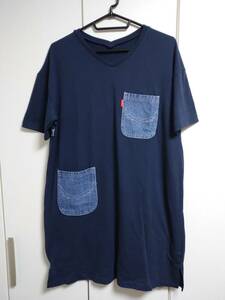 RODEO CROWNS WIDE BOWL シャツ ワンピース デニムパッチビッグTシャツワンピース 紺 F 420BSQ93-2170 MMAOGOG