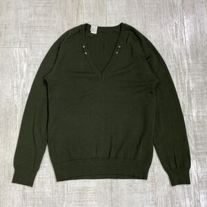 N.HOOLYWOOD Wool V Neck Knit エヌハリウッド ハトメ Vネック ニット ウール 長袖 セーター エヌハリ ミスハリ SIZE M オリーブ カラー 系