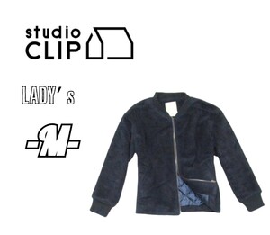 レディースM◇STUDIO CLIP◇起毛　中綿ボマージャケット　navy