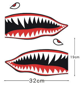 ステッカー 32*19cm 2枚セット サメ シャーク カーチスP40 戦闘機 デカール 車 バイク ヘルメット 自転車 アウトドア 防水 耐水 シール