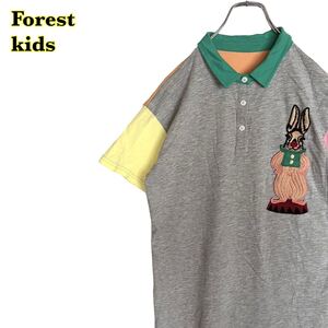 Forest kids 半袖シャツワンピース　カットソー素材　うさぎ刺繍　キッズ　13〜14Yサイズ　【AY1644】