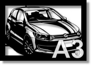 フォルクスワーゲン(Volkswagen) ポロ Poloの切り絵　(1)【A3サイズ】[C3-110]