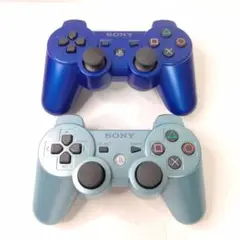 PS3 純正コントローラー　メタリックブルー　キャンディーブルー　美品　セット