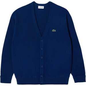 ラコステ ガーター編みVネックカーディガン(メンズ) 5(L) ネイビー #AH0397-99-F9F LACOSTE 新品 未使用