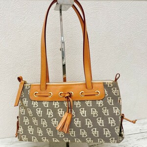 【Ｋ】DOONEY＆BOURKE ドゥーニーアンドバーク レザー ベージュ系 トートバッグ バッグ 鞄 ファスナー【3896】