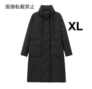 black vintage ヴィンテージ レトロ ダウンコート アウター XLサイズ レディース★ZARA 好きな方に★2024 A/W 冬新作 新品未使用★