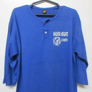 Tシャツ ７分　XL　青　インディアン　50/50 ヴィンテージ　アメリカ古着　sy2410