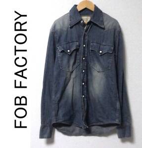 正規品 FOB factory エフオービーファクトリー F3152 USED加工 ウエスタンデニムシャツ 長袖 38 M