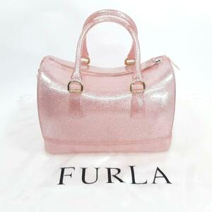 【美品】FURLA フルラ ラメ入り キャンディボストンバッグ ピンク