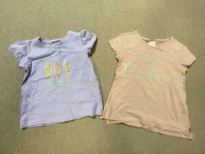 激安! 女の子 トップス パステル系 半袖 Tシャツ 2点 GU ZARA KIDS ジーユー ザラ キッズ ピンク パープル シンプル 110-120/AS