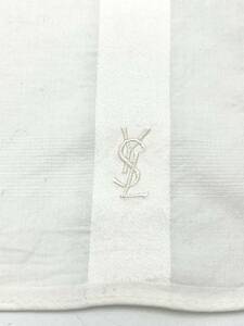 Yves Saint Laurent　イヴサンローラン　ハンカチ　スカーフ　ホワイト　YSLロゴ刺繍　コットン　45×45