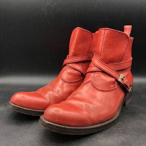 M3619 DSQUARED2 ディースクエアード レザー ブーツ クロス ベルト メンズ 40/25.0〜25.5cm相当 レッド